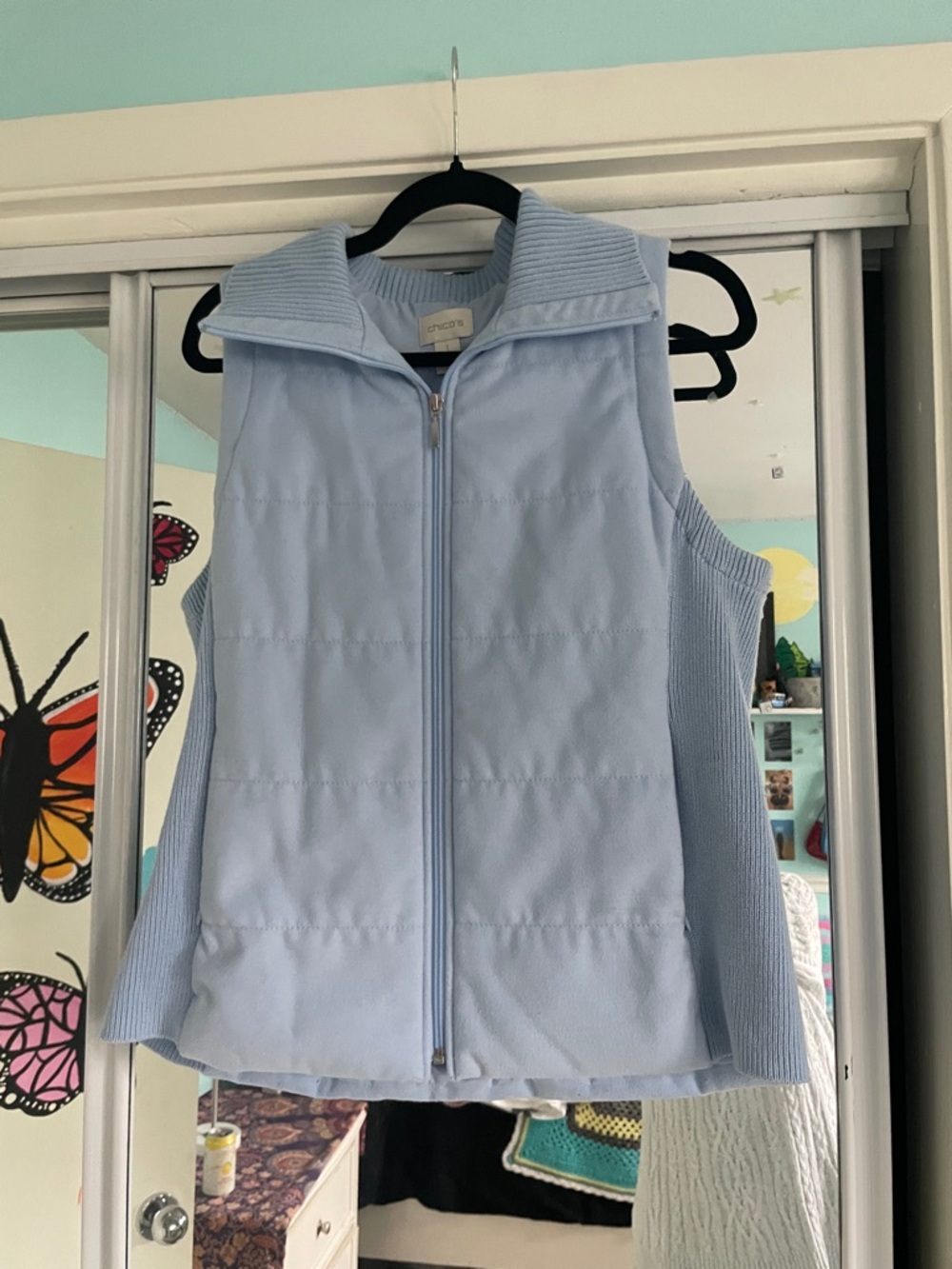Chico's Light Blue Quilted Zip-Up Vest